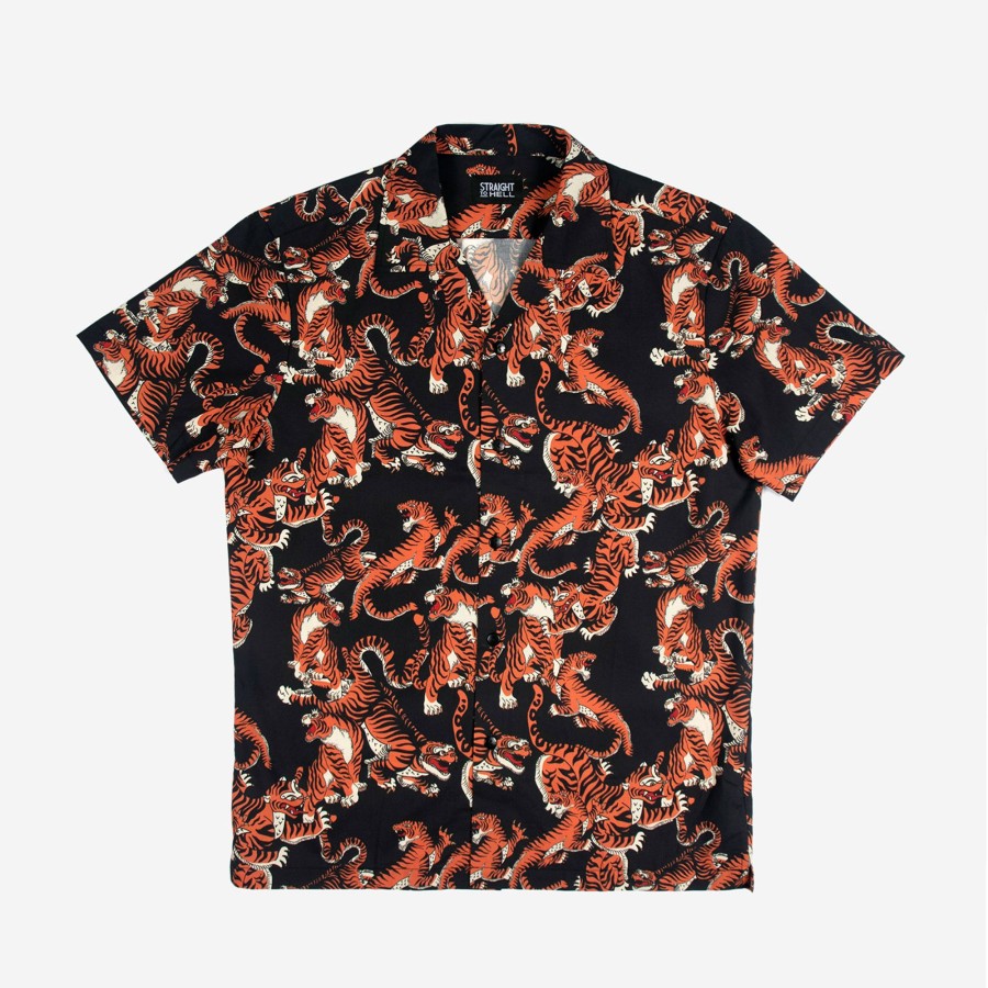 Men Straight To Hell Apparel Shirts | Tame My Tiger - Tiger Motif Print Shirt (Size Xs, M)