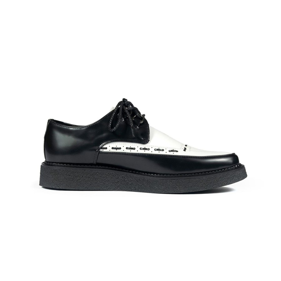 Women Straight To Hell Apparel Vegan | Vegan Hawkins - Black And White Faux Leather Creepers