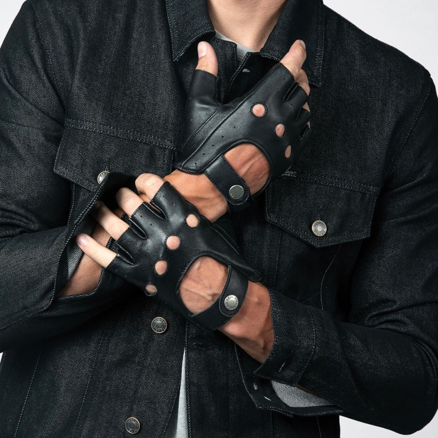 Men Straight To Hell Apparel Gloves | Bullitt Fingerless - Leather Gloves