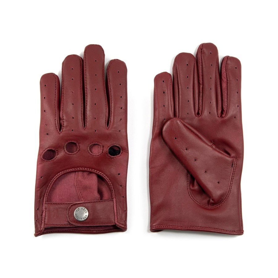 Women Straight To Hell Apparel Gloves | Bullitt - Burgundy Leather Gloves (Size Xs, M)