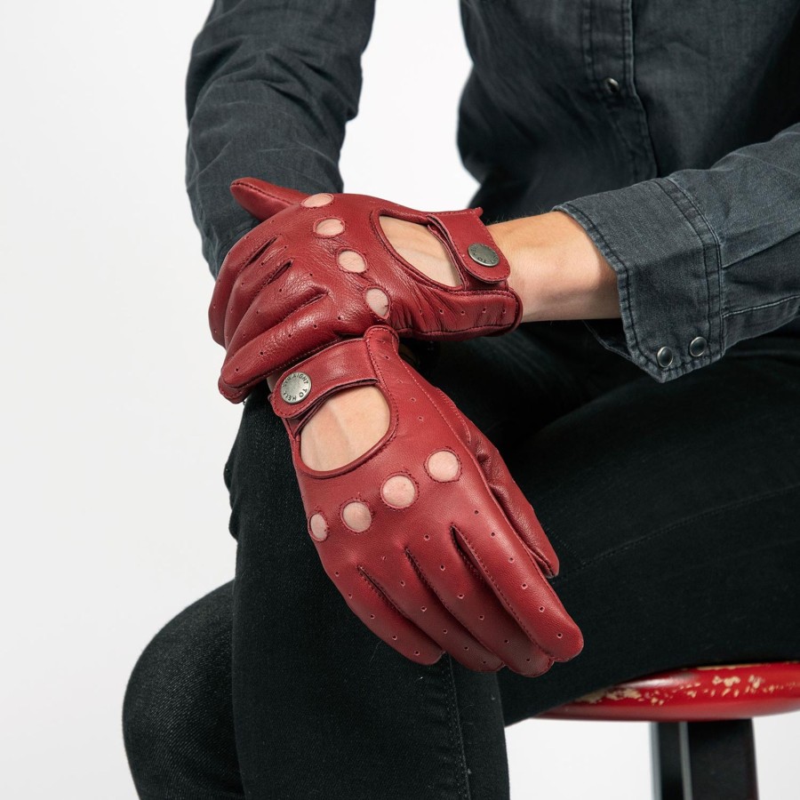 Women Straight To Hell Apparel Gloves | Bullitt - Burgundy Leather Gloves (Size Xs, M)