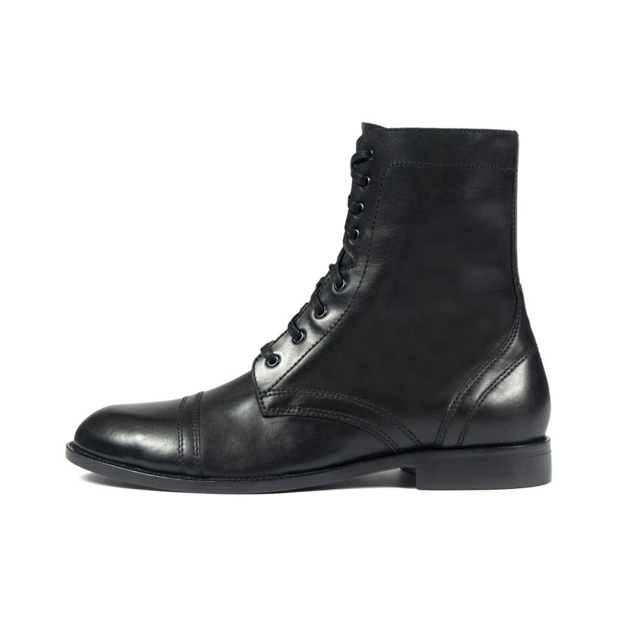 Men Straight To Hell Apparel Boots | Division - Black And Brass Leather Combat Boots