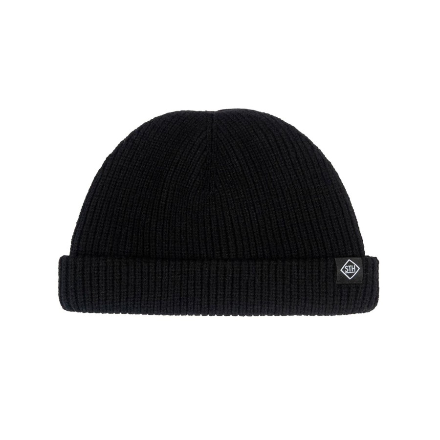 Women Straight To Hell Apparel Hats & Beanies | Peewee - Black Viscose Short Beanie