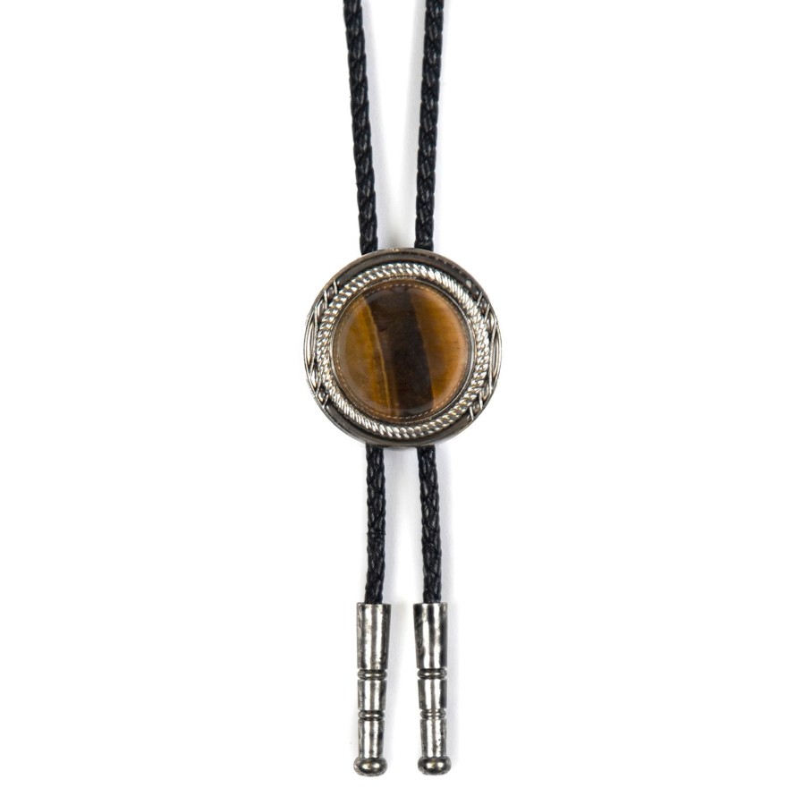 Women Straight To Hell Apparel Jewelry & Ties | Lost Highway - Tiger'S Eye Bolo Tie