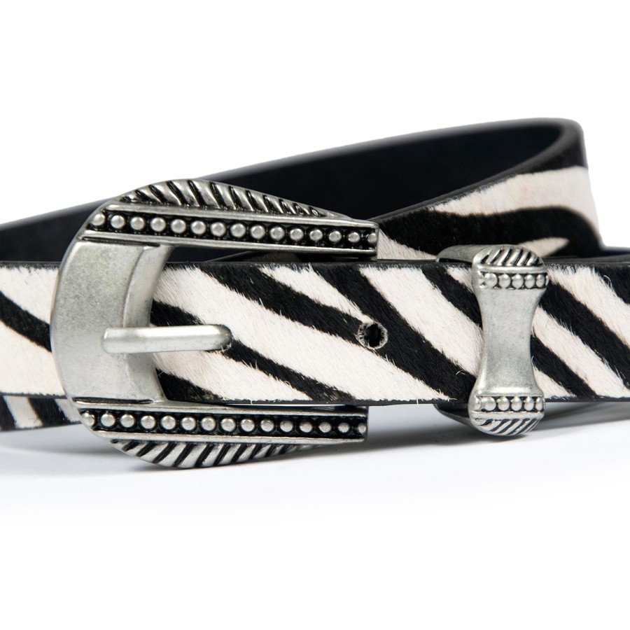 Women Straight To Hell Apparel Belts | Calvera - Zebra Print Leather Belt (Size Xs, S, M, L, 2Xl, 3Xl, 4Xl)