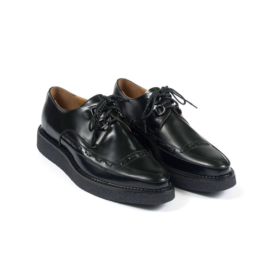 Women Straight To Hell Apparel Shoes | Hawkins - Black Leather Creepers