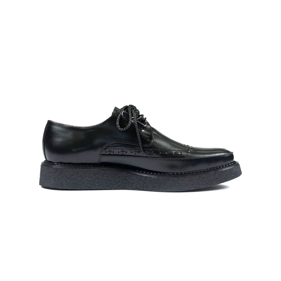 Women Straight To Hell Apparel Shoes | Hawkins - Black Leather Creepers