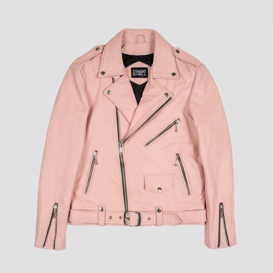 Men Straight To Hell Apparel Leather Jackets | Commando - Dusty Pink Leather Jacket (Size 34S, 36S, 36, 38S, 38, 40, 42, 44, 46, 50, 52, 54)