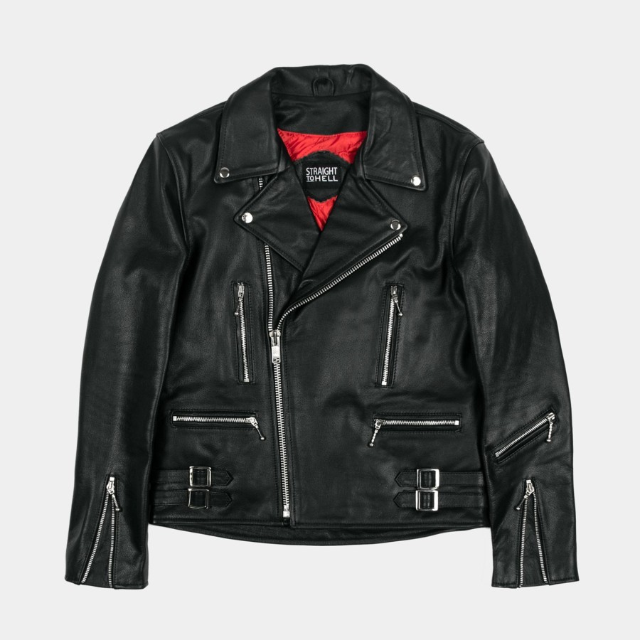 Men Straight To Hell Apparel Leather Jackets | Defector - Black And Nickel Leather Jacket