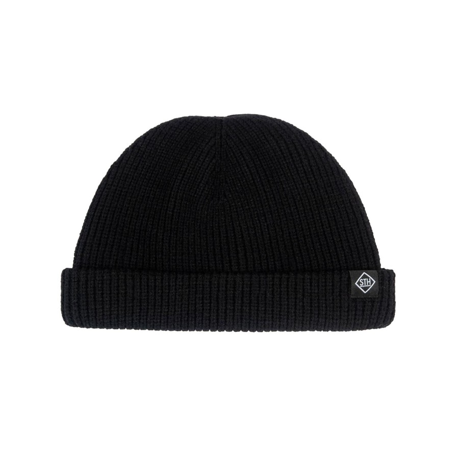 Women Straight To Hell Apparel Hats & Beanies | Peewee - Black Cotton Short Beanie