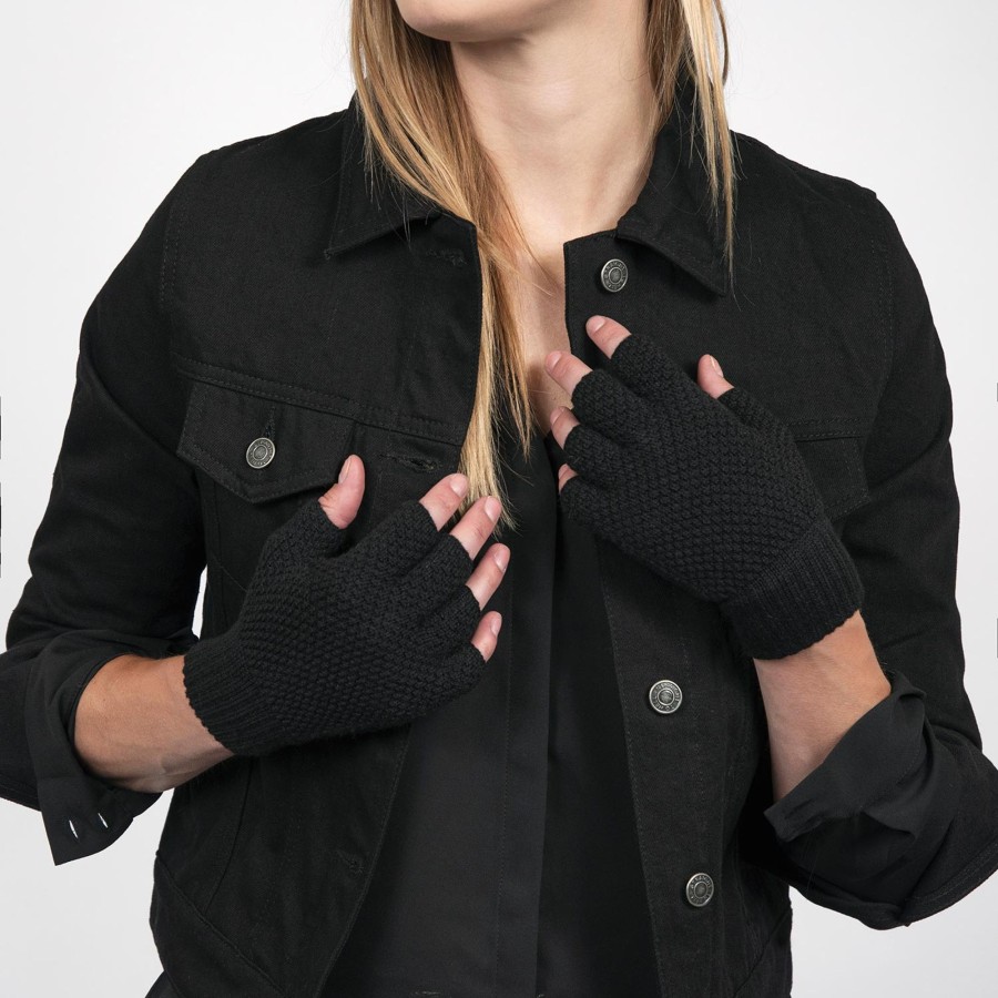 Women Straight To Hell Apparel Gloves | Rollers - Black Fingerless Gloves