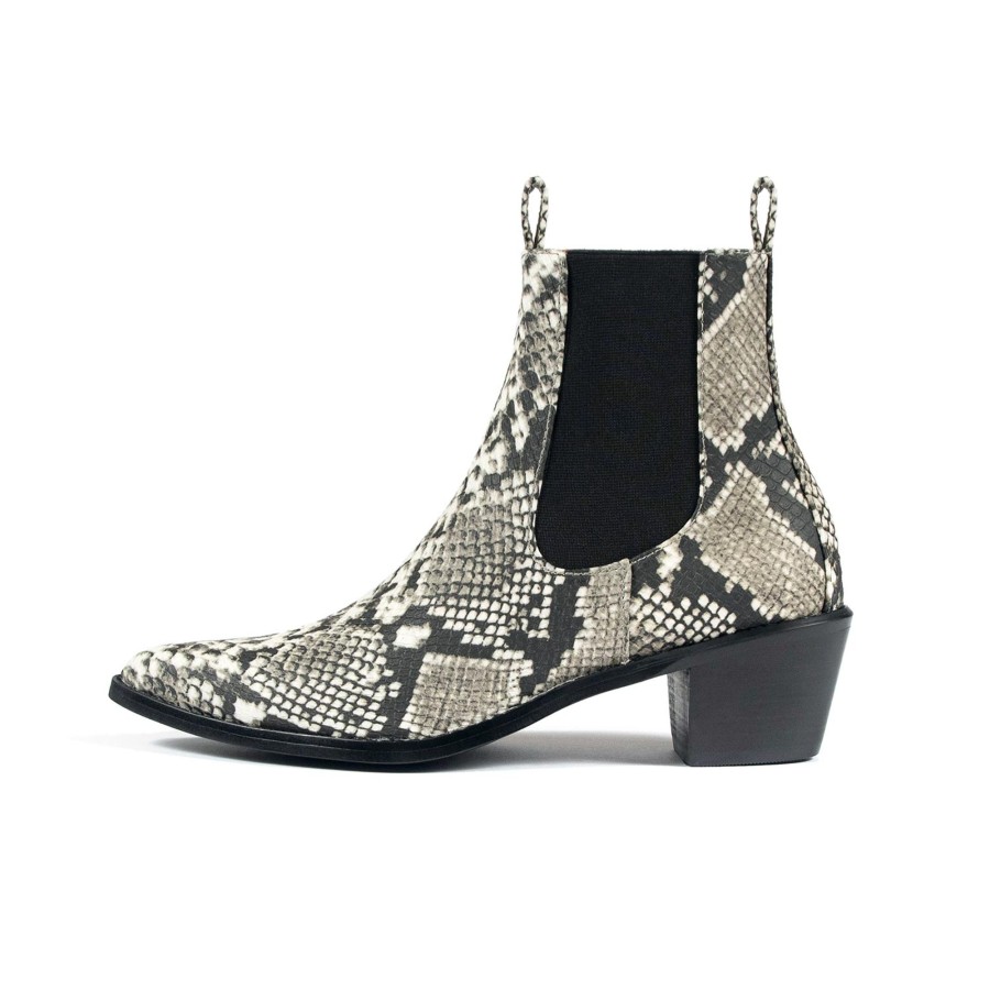 Women Straight To Hell Apparel Vegan | Vegan Addison - Grey Snakeskin (Size 7, 7.5, 8, 8.5)