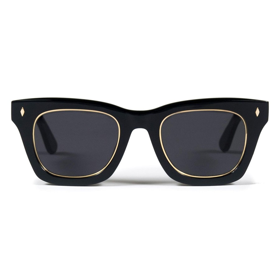 Women Straight To Hell Apparel Sunglasses | Falcon - Black With Brass Sunglasses