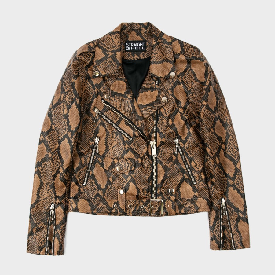 Women Straight To Hell Apparel Vegan Leather Jackets | Vegan Commando - Snakeskin (Size Xs, S, M, L)