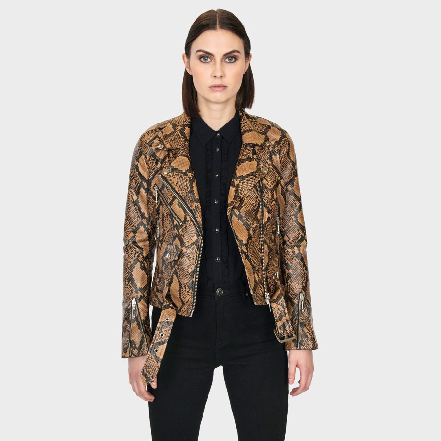 Women Straight To Hell Apparel Vegan Leather Jackets | Vegan Commando - Snakeskin (Size Xs, S, M, L)