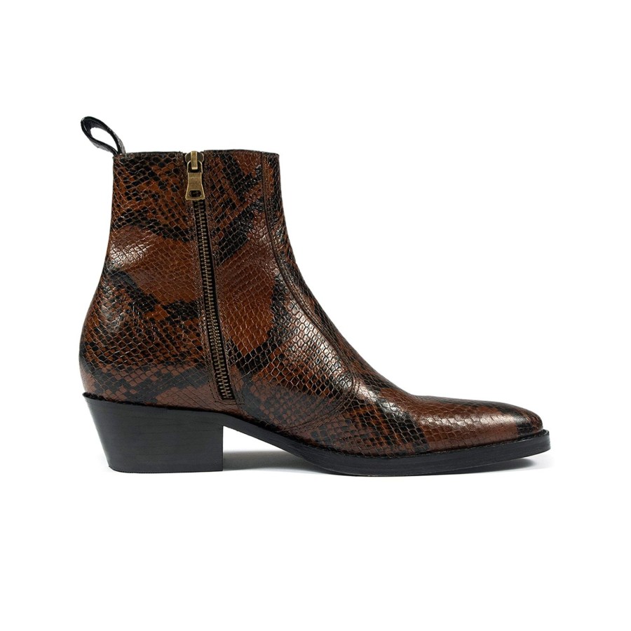 Women Straight To Hell Apparel Boots | Richards - Brown Snakeskin (Size 7, 7.5, 8)