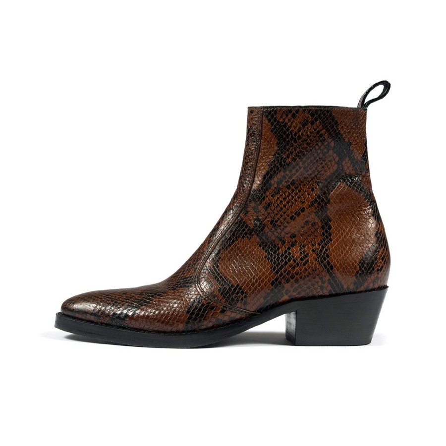 Women Straight To Hell Apparel Boots | Richards - Brown Snakeskin (Size 7, 7.5, 8)