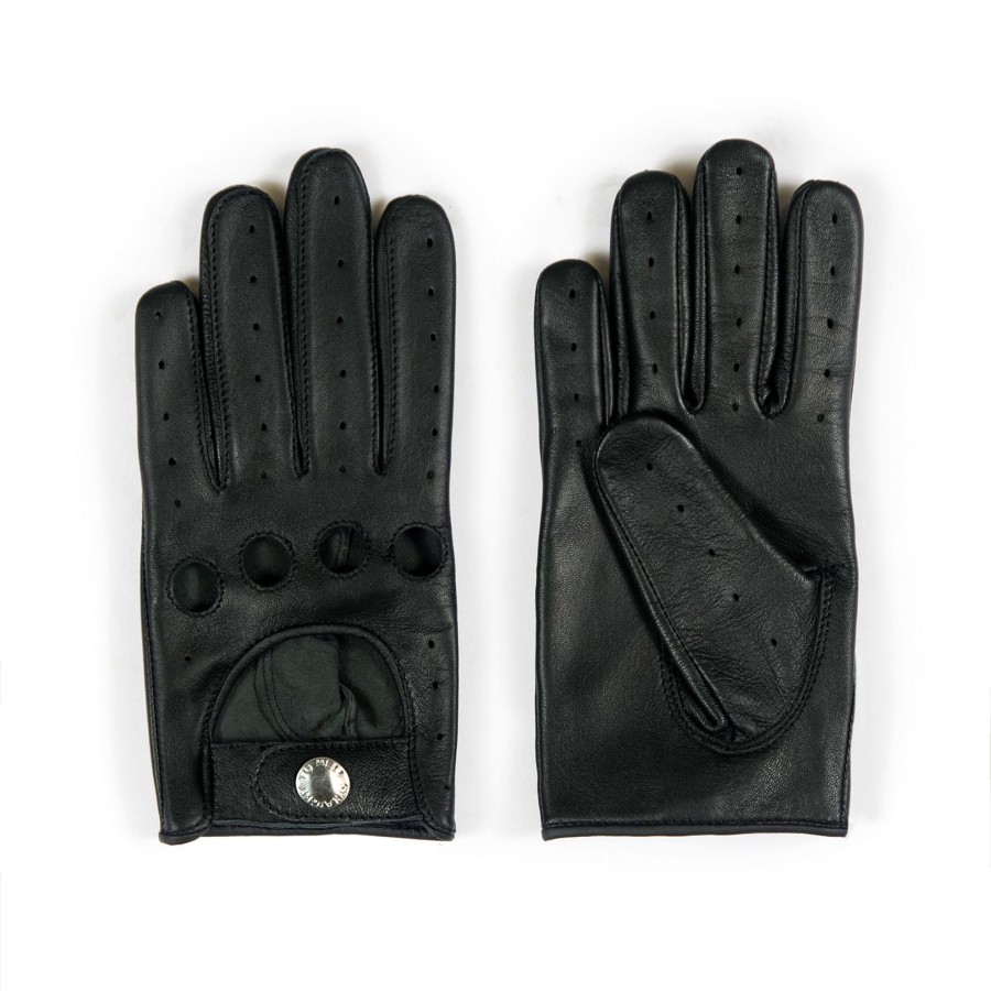 Women Straight To Hell Apparel Gloves | Bullitt - Black And Nickel Leather Gloves