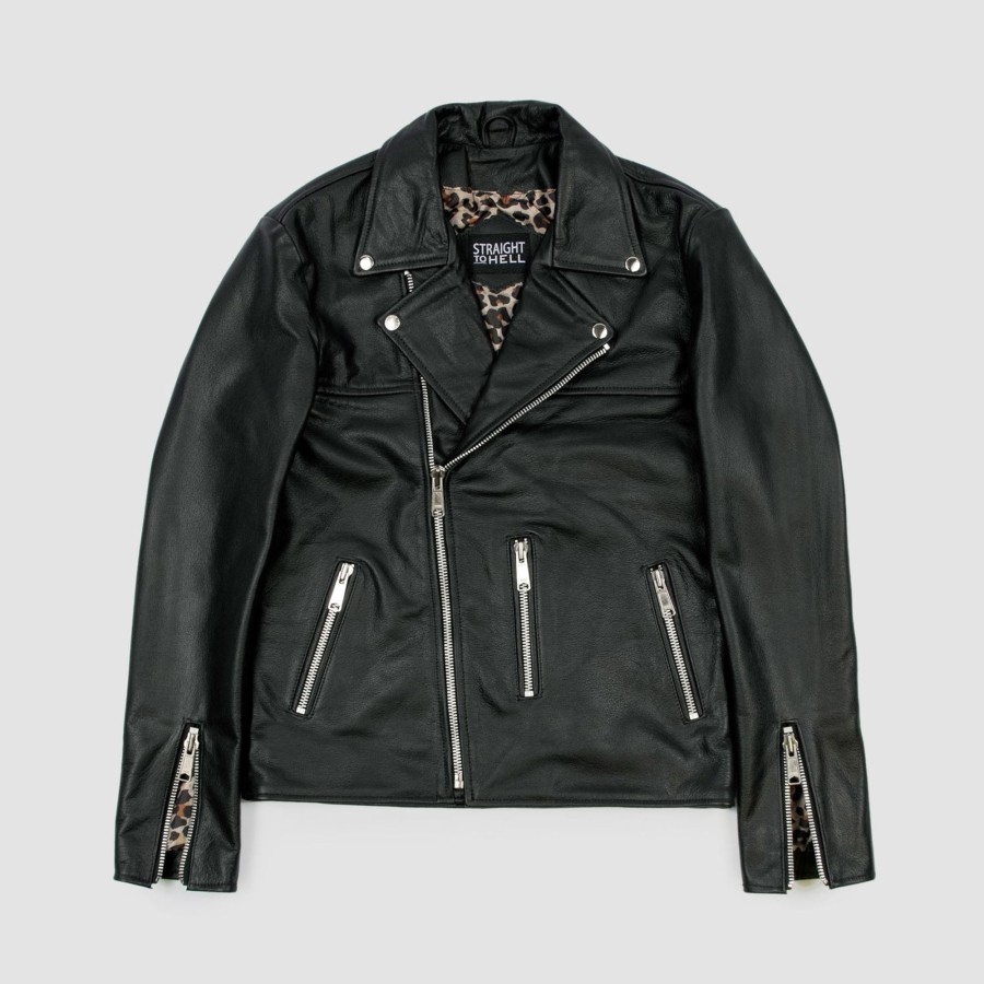 Men Straight To Hell Apparel Leather Jackets | Bristol Lightweight - Leopard Print Lining - Leather Jacket