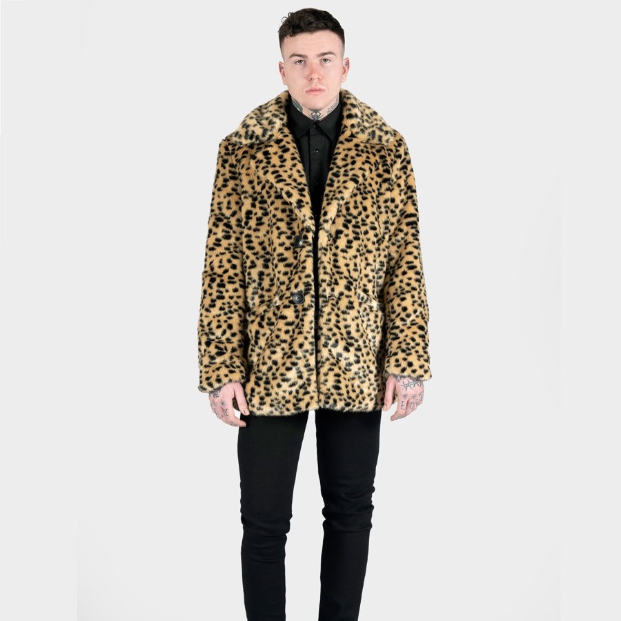 Men Straight To Hell Apparel Coats & Jackets | Deville - Cheetah Faux Fur Coat