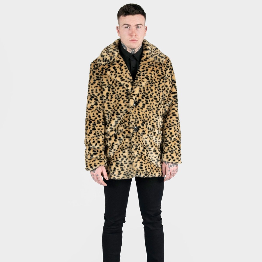 Men Straight To Hell Apparel Coats & Jackets | Deville - Cheetah Faux Fur Coat