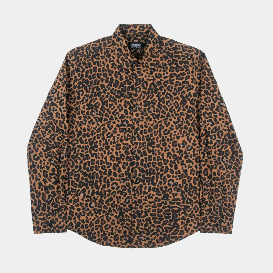 Men Straight To Hell Apparel Shirts | Bone Jacked - Leopard Print Shirt