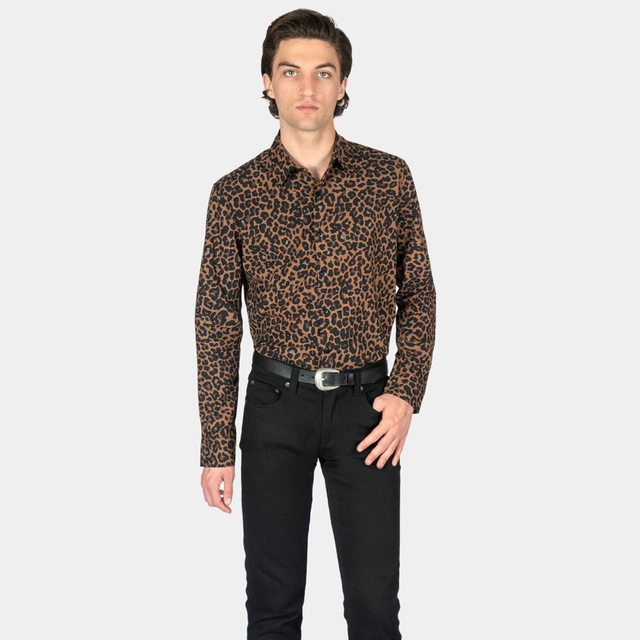 Men Straight To Hell Apparel Shirts | Bone Jacked - Leopard Print Shirt