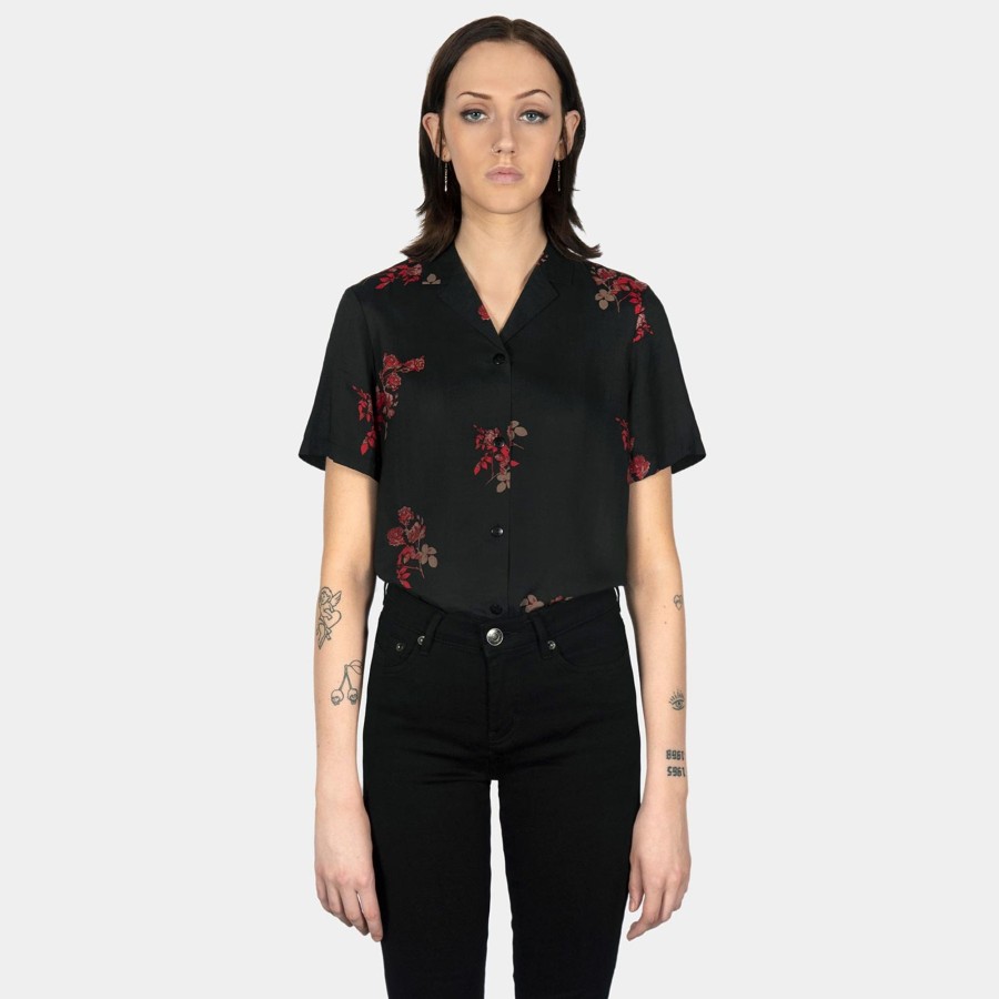 Women Straight To Hell Apparel Shirts & Tops | Band Of Roses - Floral Print Shirt