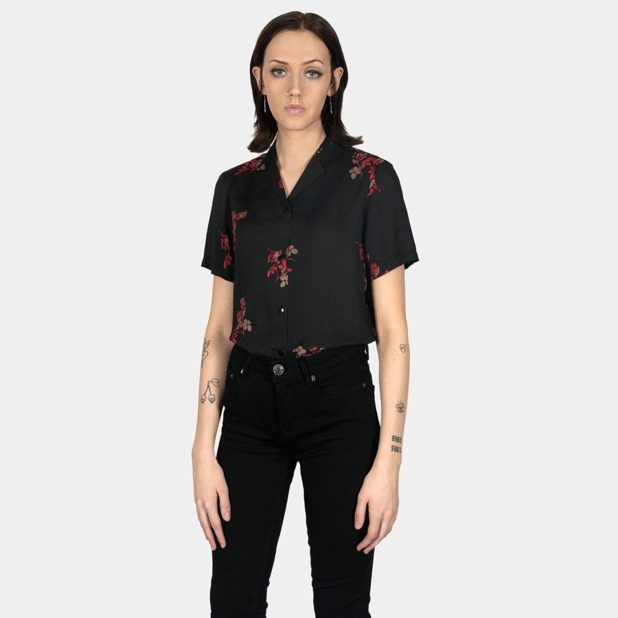 Women Straight To Hell Apparel Shirts & Tops | Band Of Roses - Floral Print Shirt