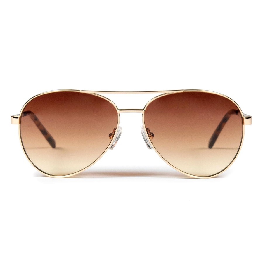 Women Straight To Hell Apparel Sunglasses | Real Cool - Gold Aviator Sunglasses