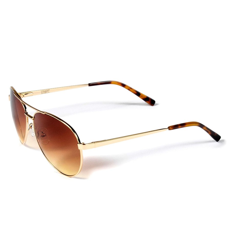 Women Straight To Hell Apparel Sunglasses | Real Cool - Gold Aviator Sunglasses