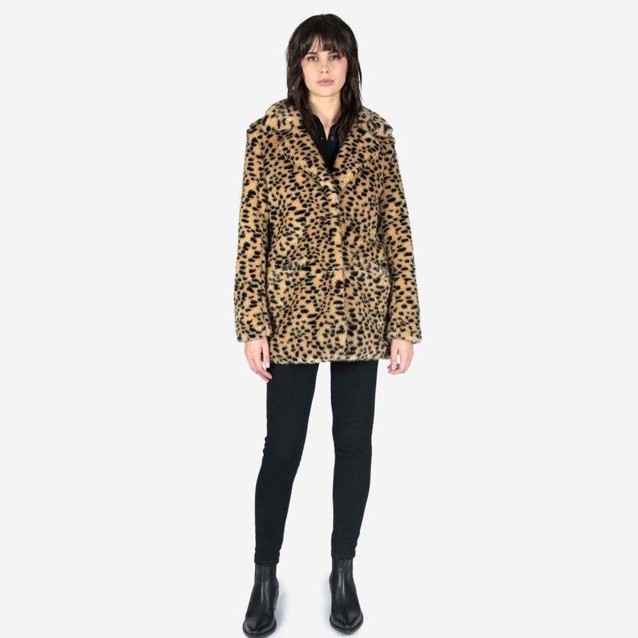 Women Straight To Hell Apparel Coats & Jackets | Deville - Cheetah Faux Fur Coat