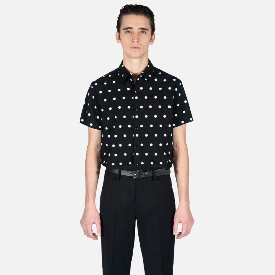 Men Straight To Hell Apparel Shirts | Stepping Stone - Black And White Polka Dot Shirt (Size Xs, S, M, L, 2Xl, 3Xl)