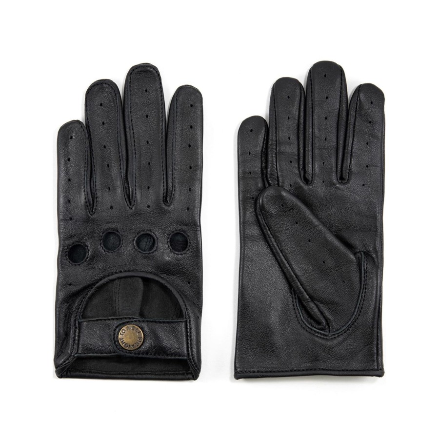 Women Straight To Hell Apparel Gloves | Bullitt - Black And Brass Leather Gloves