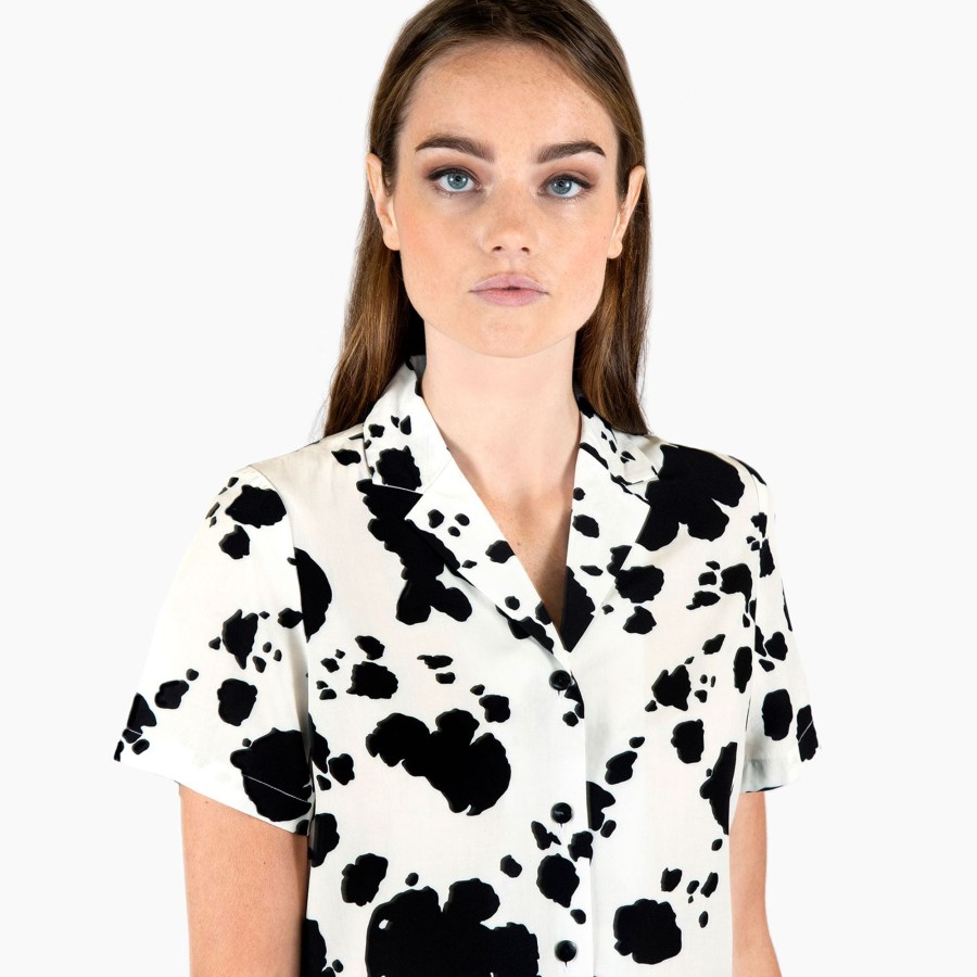 Women Straight To Hell Apparel Shirts & Tops | Bella - Cow Print Shirt (Size Xs, S, M, L, 2Xl, 3Xl, 4Xl)