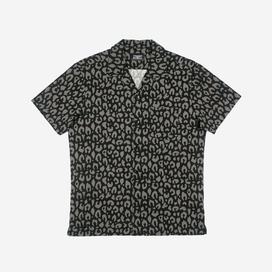 Men Straight To Hell Apparel Shirts | Boss Leopard - Black And Grey Leopard Print Shirt (Size Xs, S, M, L, Xl, 2Xl, 3Xl, 4Xl)