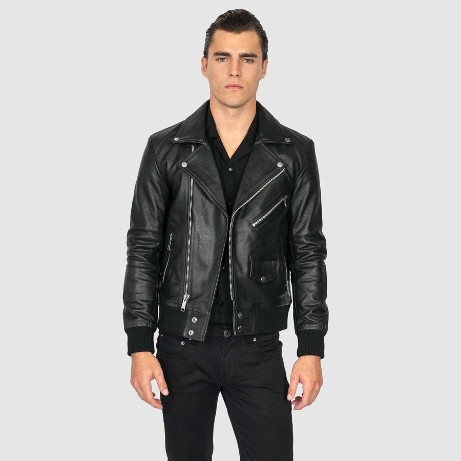 Men Straight To Hell Apparel Leather Jackets | Baron - Black Leather Jacket