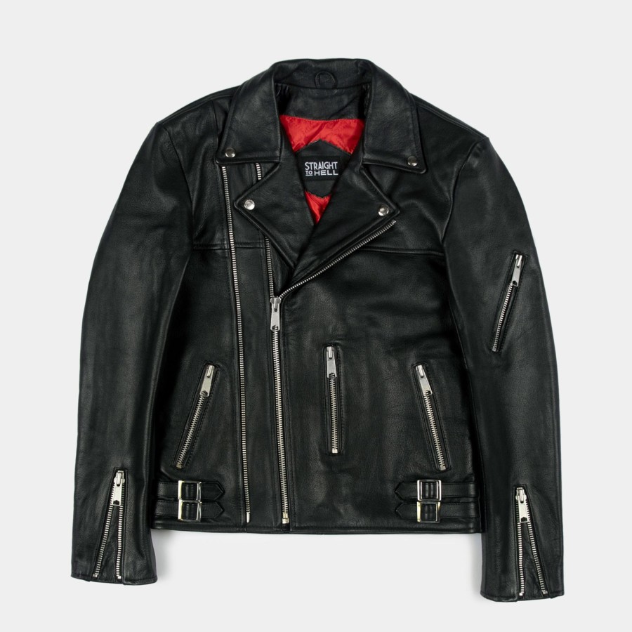 Men Straight To Hell Apparel Leather Jackets | Grifter - Leather Jacket (Size 34S, 34, 36S, 36, 38S, 38, 40, 42, 44, 46, 50, 52, 54)