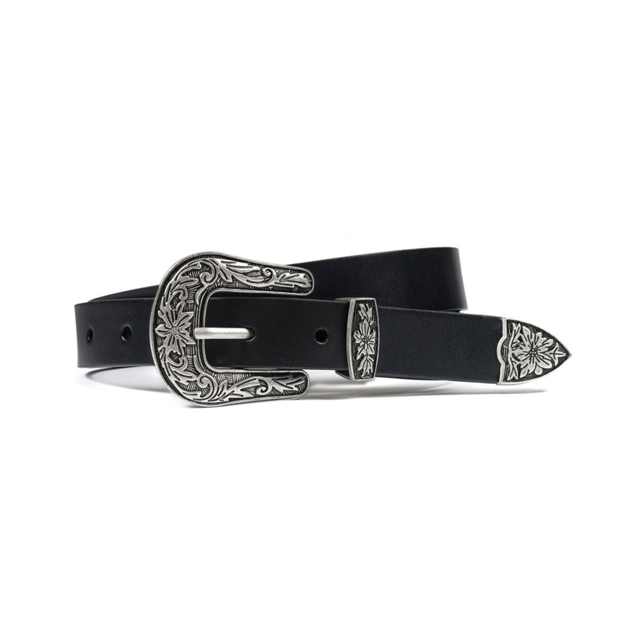 Women Straight To Hell Apparel Belts | Freddie - Black Leather Belt