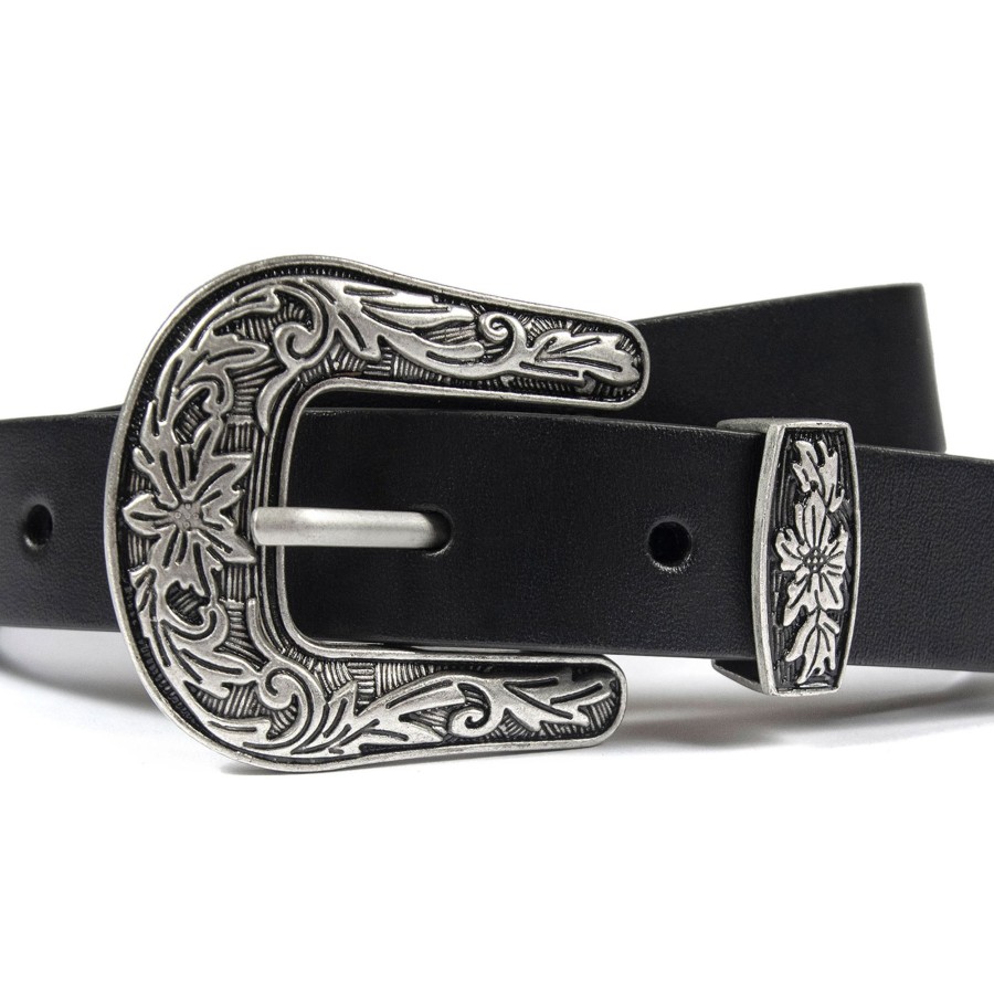 Women Straight To Hell Apparel Belts | Freddie - Black Leather Belt