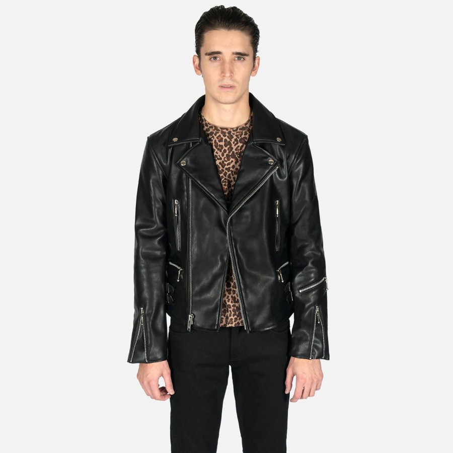 Men Straight To Hell Apparel Vegan Leather Jackets | Vegan Defector - Faux Leather Jacket