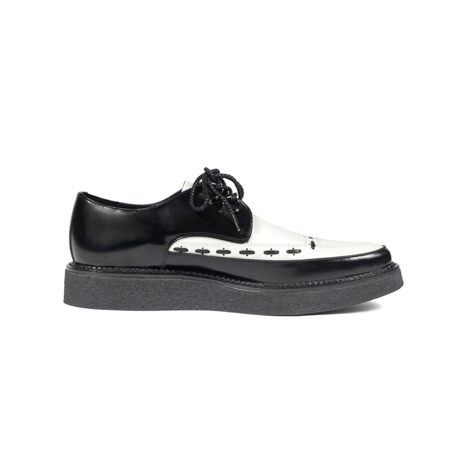 Women Straight To Hell Apparel Shoes | Hawkins - Black And White Leather Creepers