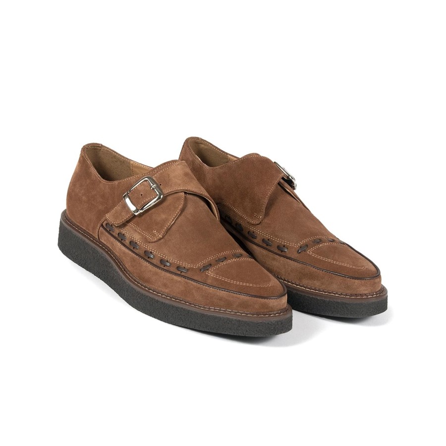 Women Straight To Hell Apparel Shoes | Memphis - Brown Suede Creepers