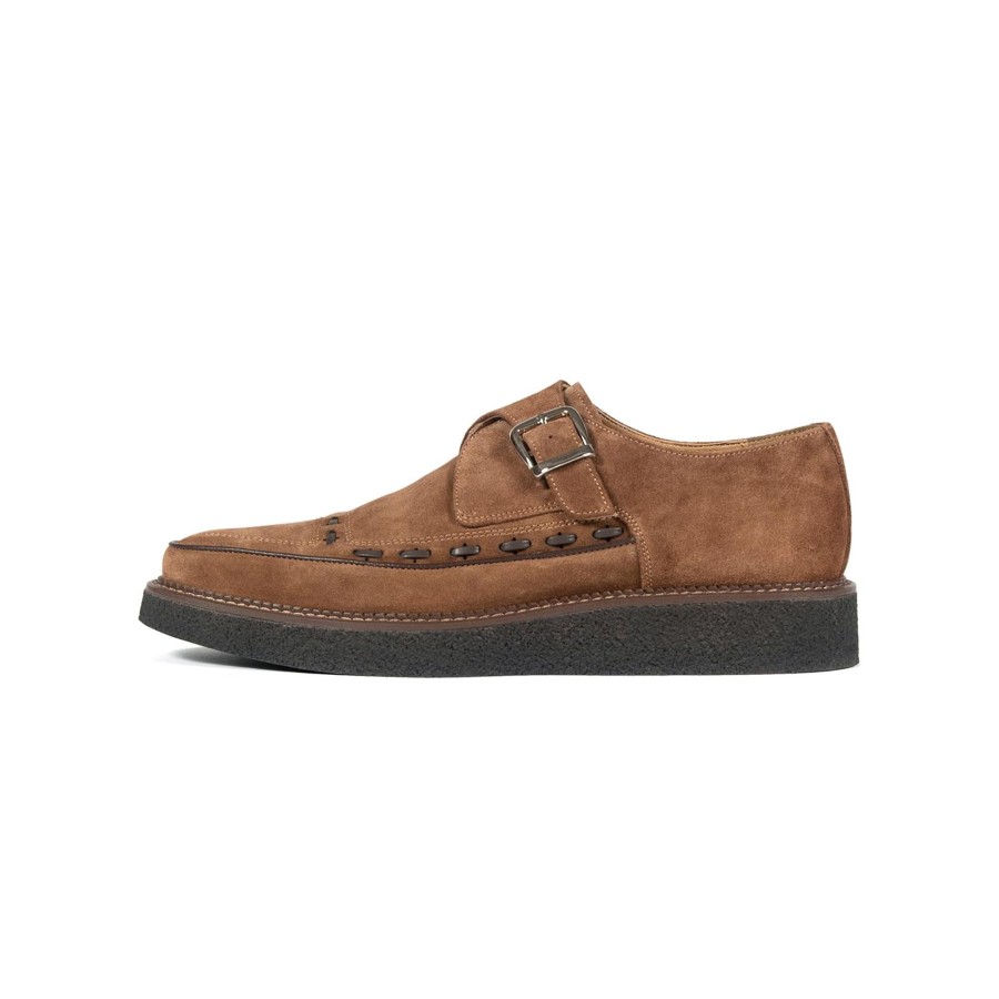 Women Straight To Hell Apparel Shoes | Memphis - Brown Suede Creepers