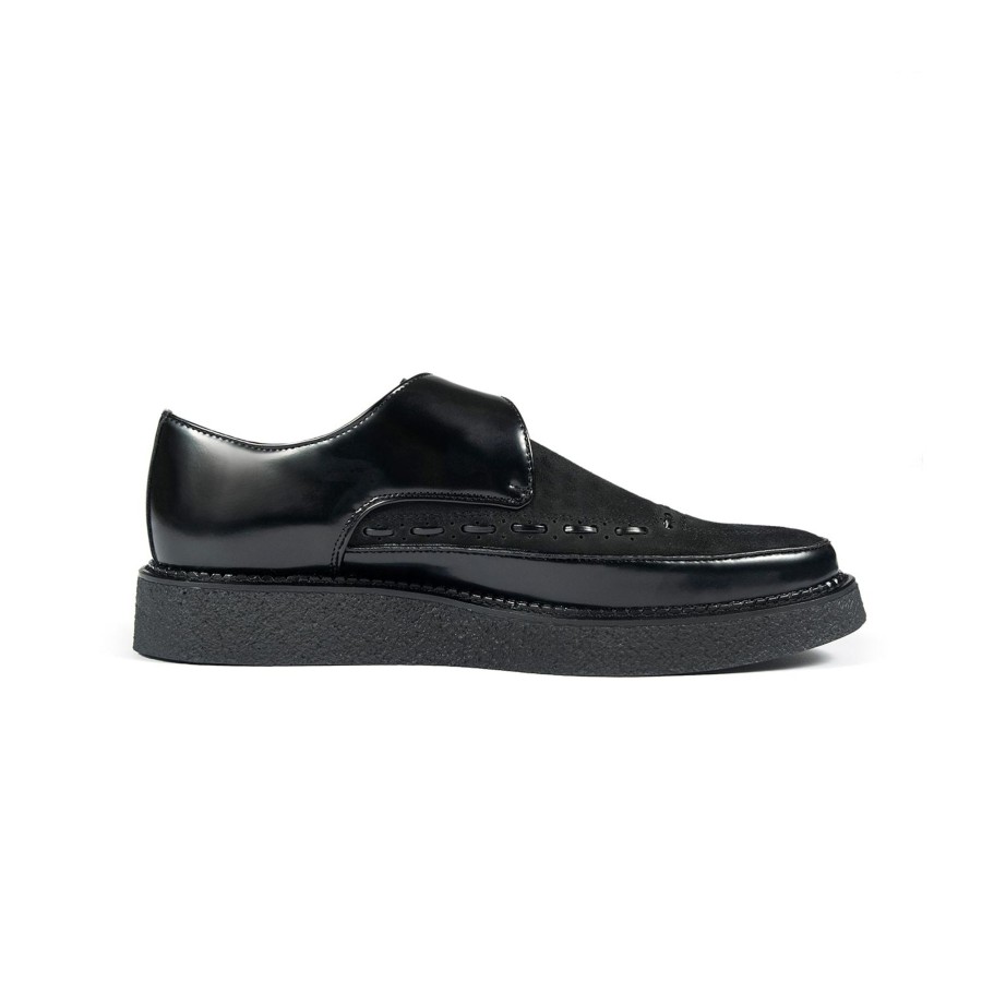 Women Straight To Hell Apparel Vegan | Vegan Memphis - Black And Black Faux Leather Creepers