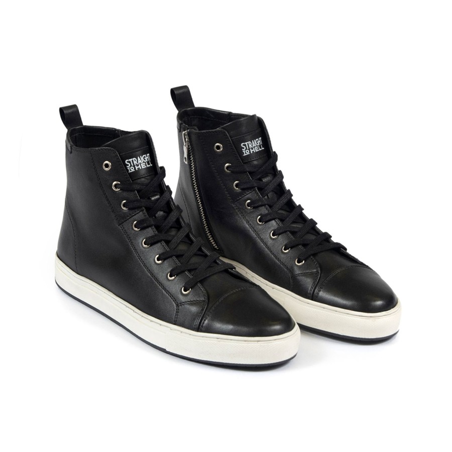 Women Straight To Hell Apparel Shoes | Volt - Leather Zip Sneakers