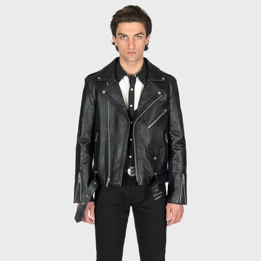 Men Straight To Hell Apparel Leather Jackets | Commando - Black And Nickel - Black Lining - Leather Jacket