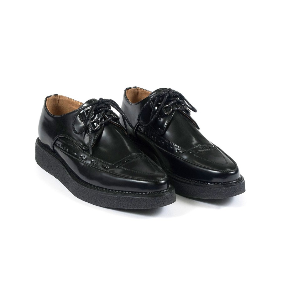 Women Straight To Hell Apparel Vegan | Vegan Hawkins - Black Faux Leather Creepers