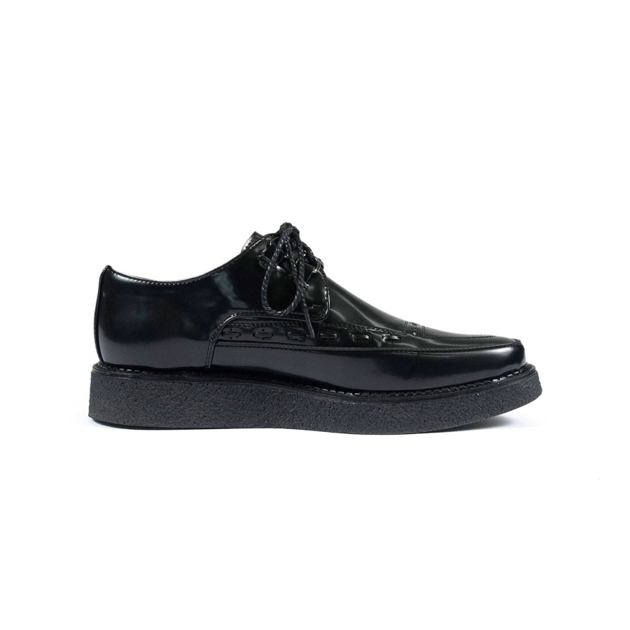 Women Straight To Hell Apparel Vegan | Vegan Hawkins - Black Faux Leather Creepers