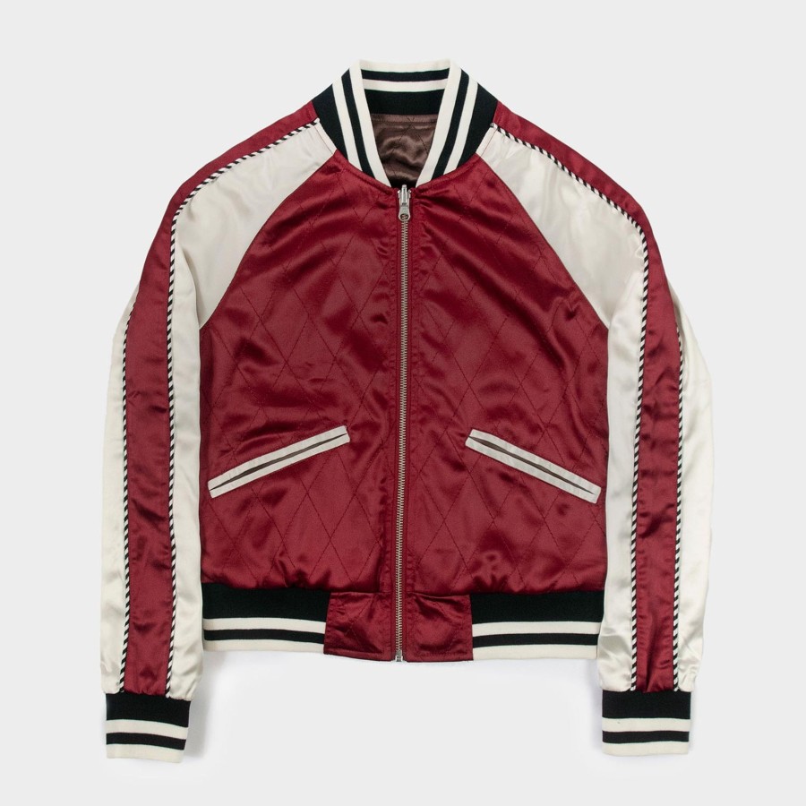 Women Straight To Hell Apparel Coats & Jackets | Boogie - Burgundy And Grey Reversible Souvenir Jacket